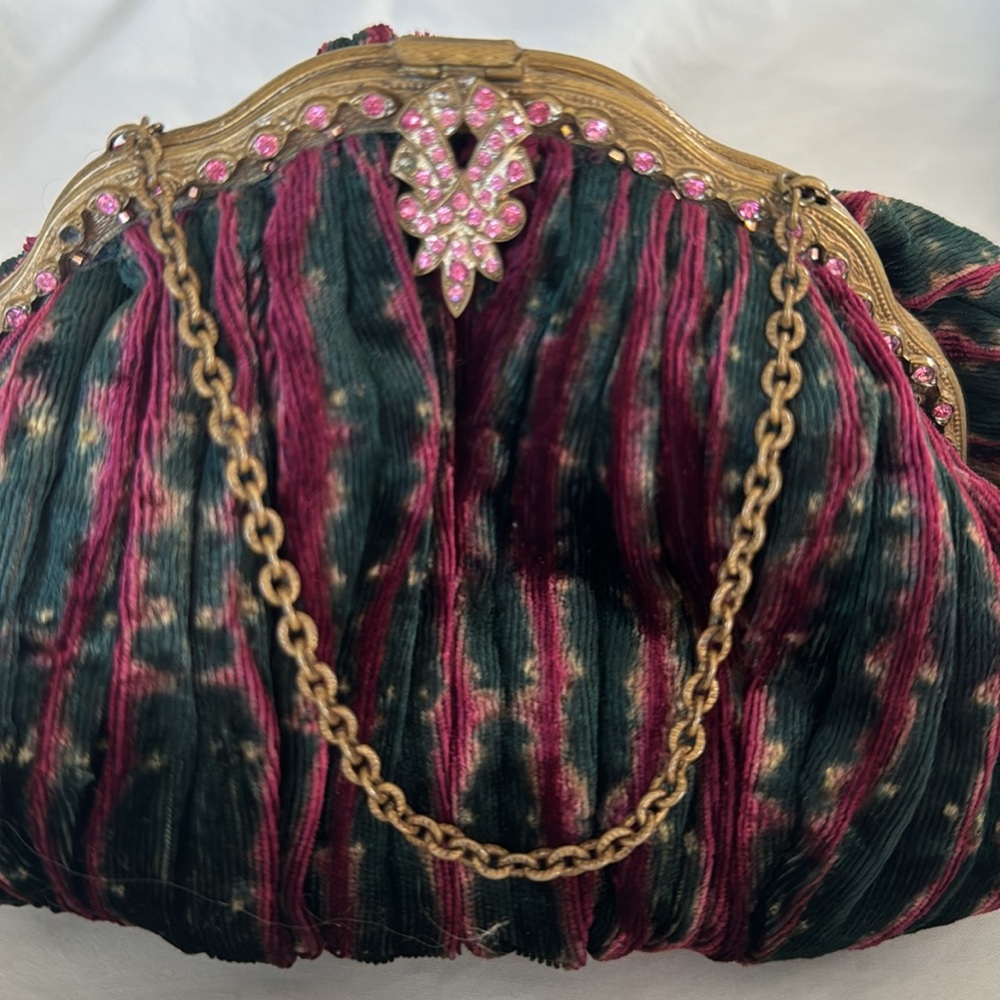 Source Unknown Pink and Green Mini Bag with Gold Accents - Picture 2 of 7